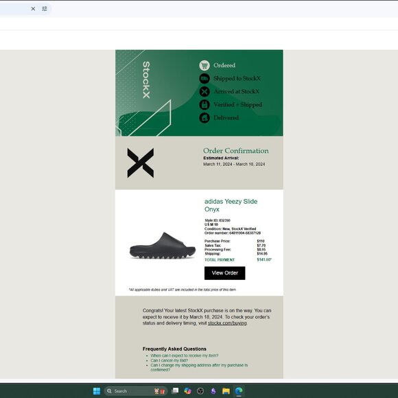 Yeezy Slide 'Onyx" Sizes 7, 8, 9, and 11! {With Authentication/Receipt} - Picture 3 of 3